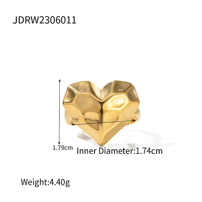 IG نمط شكل قلب الفولاذ المقاوم للصدأ تصفيح أقراط خواتم مطلية بالذهب عيار 18 قيراط