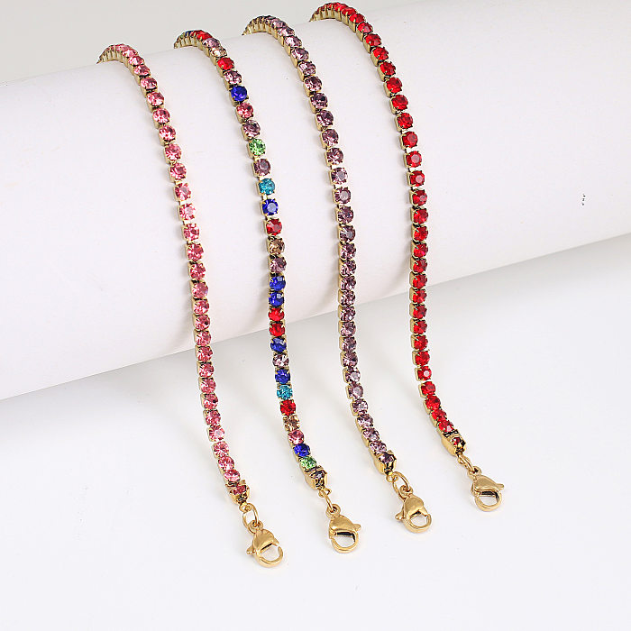 Geometrischer Edelstahl-Armband-Halskette im modernen Stil mit handgefertigten Intarsien und künstlichen Edelsteinen
