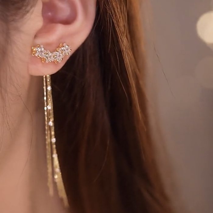 1 Paar Ohrringe mit künstlichen Edelsteinen aus Kupfer mit süßer Sternbeschichtung und Inlay