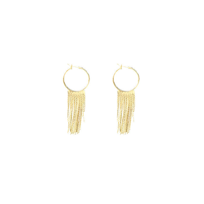 1 Pair Simple Style C Shape Tassel Plating Copper Drop Earrings