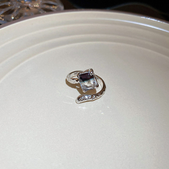 Retro Round Square Heart Shape Alloy Copper Inlay Rhinestones Zircon Open Ring