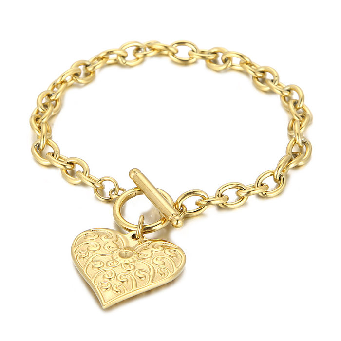 Collier de bracelets de placage en acier titane en forme de coeur de mode