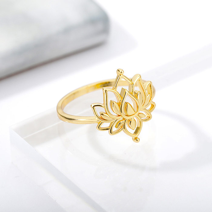 Lotus Ring Personality Hollow Ring Jewelry