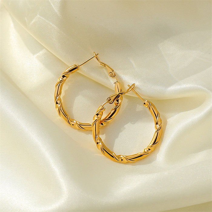 Casual estilo simples estilo clássico cor sólida aço inoxidável polimento conjunto de joias banhadas a ouro