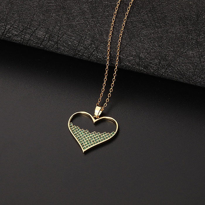 Collier avec pendentif d'amour transfrontalier d'Europe et d'Amérique, chaîne de clavicule en Zircon de couleur micro-incrustée, pendentif géométrique pour fille, collier en forme de cœur