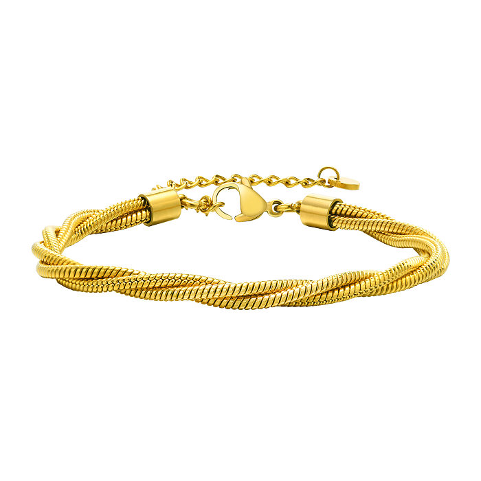 Schlichter Stil, verdrehte Halskette mit vergoldeten Armbändern aus Edelstahl
