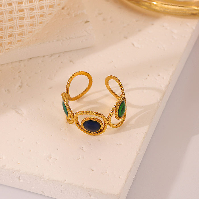 Ethnic Style Geometric Solid Color Stainless Steel Plating Open Rings
