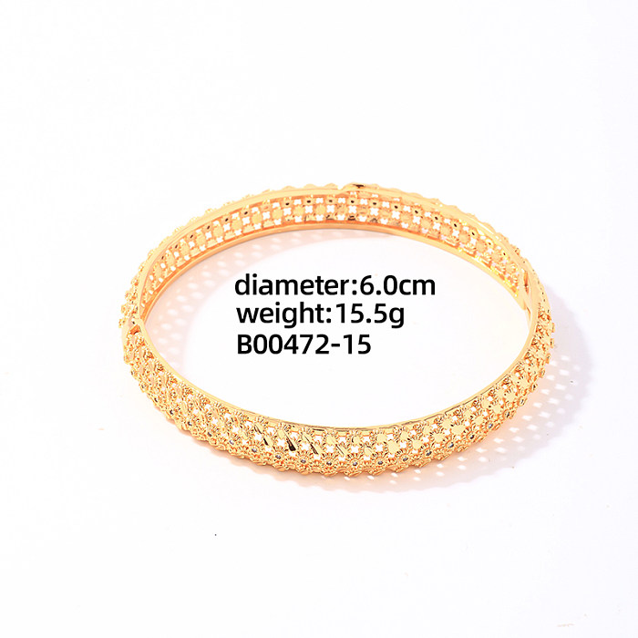 Pulseras de anillos chapados en oro con incrustaciones de cobre redondo geométrico estilo vintage elegante informal