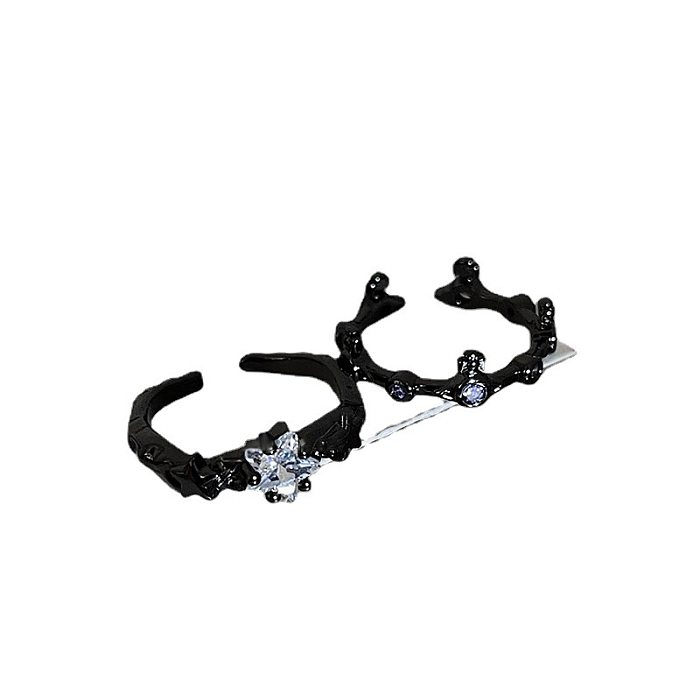 Anel xingx de zircão irregular feminino escuro personalizado estilo frio retro acessível luxo alto sentido duplo anel aberto