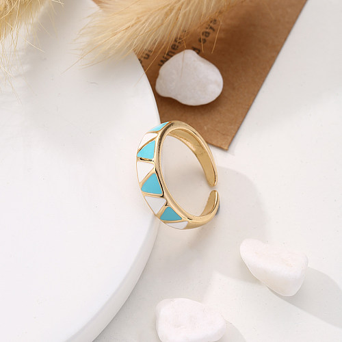 Casual Streetwear Geometric Copper Enamel Open Rings