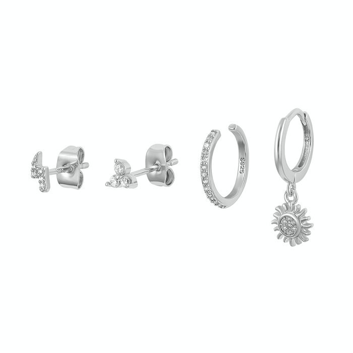 Simple Style Star Flower Snake Copper Irregular Tassel Inlay Rhinestones Earrings 1 Set