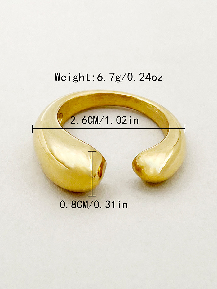 Casual Simple Style Water Droplets Stainless Steel Gold Plated Open Ring In Bulk