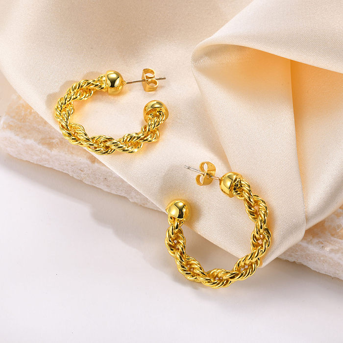 1 Pair Simple Style Solid Color Copper Gold Plated Earrings