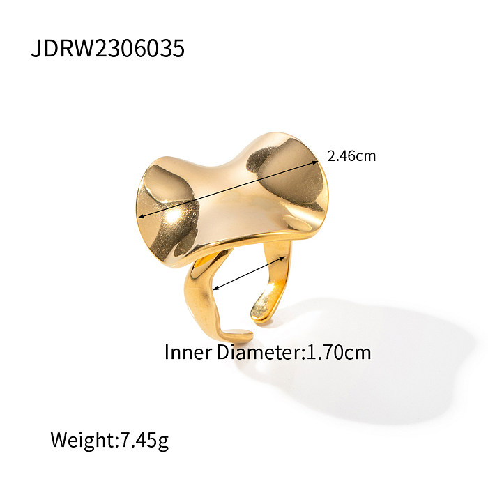 Pendientes de anillos chapados en oro plisados ​​de 18K chapados en acero inoxidable de color sólido estilo IG