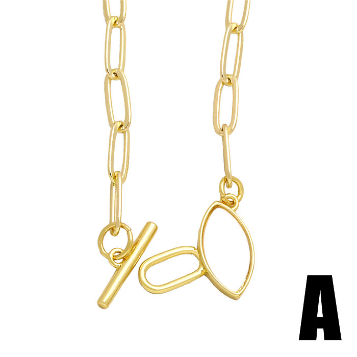 Artistic Star Moon Copper Toggle Plating Inlay Shell 18K Gold Plated Necklace