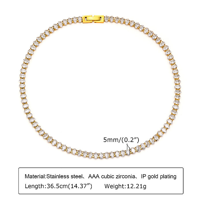 Fashion Solid Color Stainless Steel Plating Inlay Zircon Bracelets Necklace