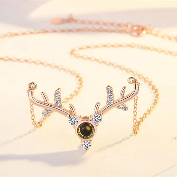 Collar con colgante de diamante artificial con incrustaciones de cobre en forma de corazón a la moda, 1 pieza