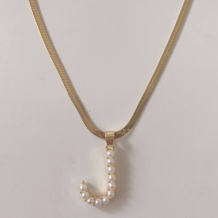 Collier avec pendentif en perles artificielles, élégant et luxueux, Style classique, en cuivre plaqué or 14 carats, en vrac