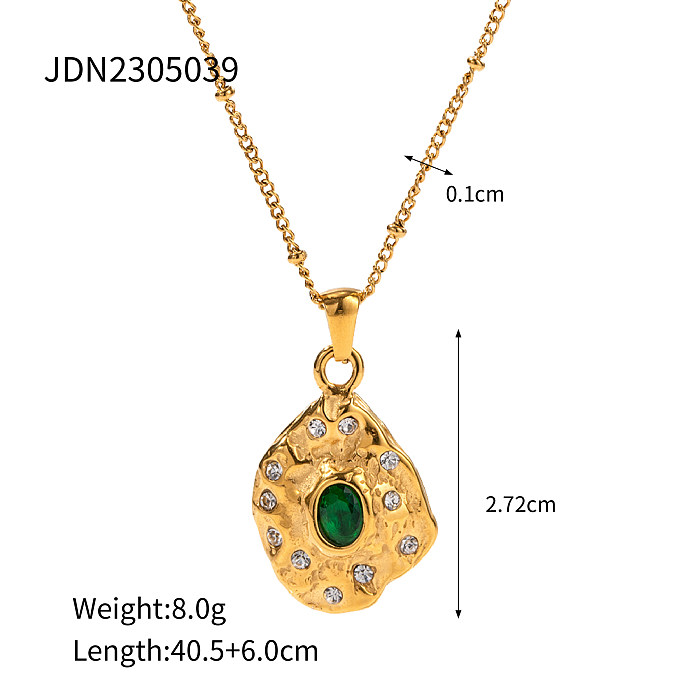 IG Style Irregular Stainless Steel Plating Inlay Zircon 18K Gold Plated Earrings Necklace