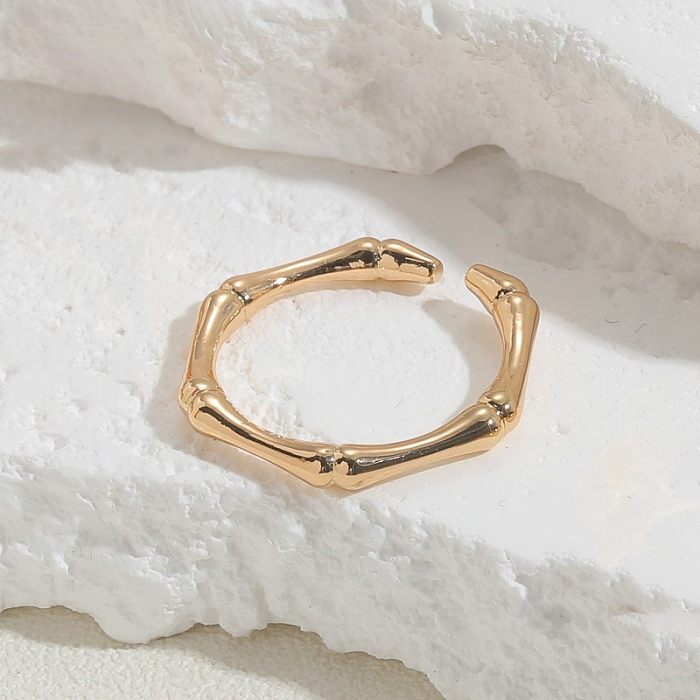 Elegante, luxuriöse, einfarbige offene Ringe mit Kupferbeschichtung und Zirkoneinlage, 14 Karat vergoldet