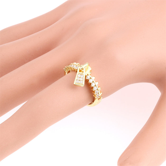 Casual Can Copper Plating Inlay Zircon White Gold Plated Gold Plated Open Ring