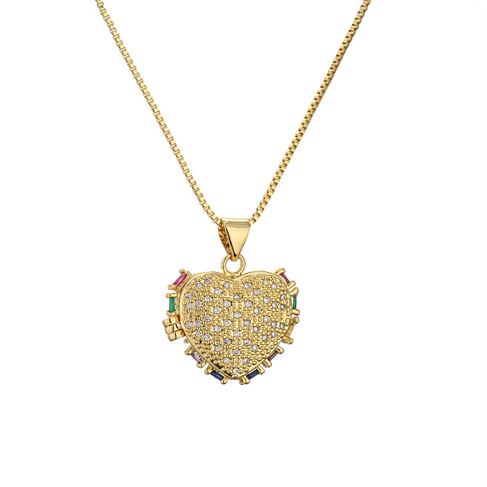 1 Piece Fashion Heart Shape Umbrella Copper Plating Inlay Zircon Pendant Necklace