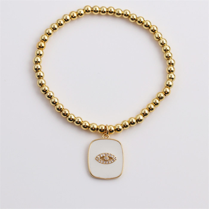 Bracelet élastique en cuivre incrusté de Zircon, bijoux à main transfrontaliers européens et américains, yeux du diable, perle ronde