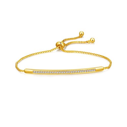 Casual Elegant Simple Style One-Shaped Quadrilateral Bamboo Copper Drawstring Inlay Zircon Bracelets