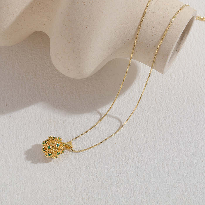 Runde Halskette im klassischen Stil mit Zirkon-Kupfereinlage und 14-Karat-Vergoldung