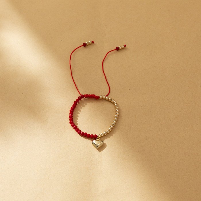 Pulseiras de chapeamento de cobre de cristal artificial em forma de coração elegante casual