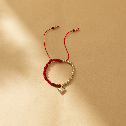 Bracelets de placage de cuivre en cristal artificiel en forme de cœur élégant et décontracté