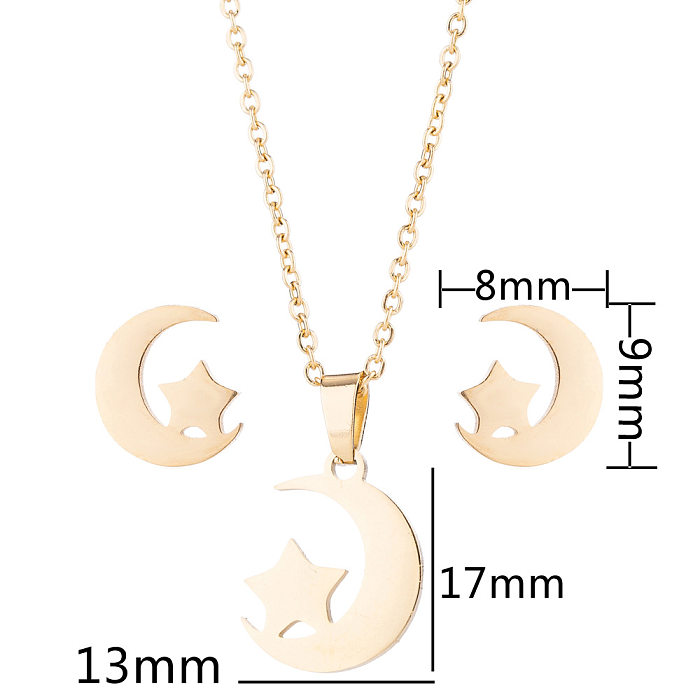 1 مجموعة أزياء شكل قلب الفراشة الفيل التيتانيوم الصلب أقراط قلادة