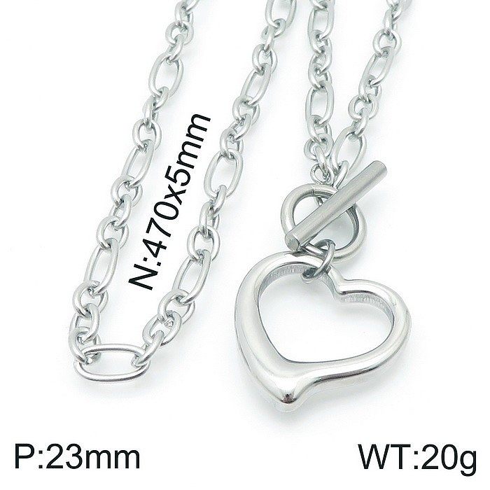 European And American Fashion Stainless Steel OT Buckle Heart Pendant Bracelet Necklace Set