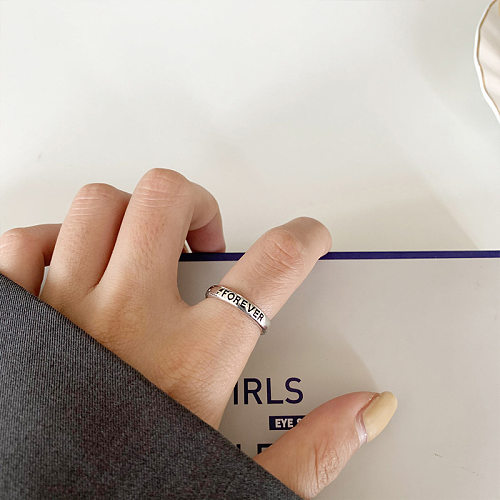 1 Stück offener Ring im einfachen Stil mit Buchstabenverkupferung