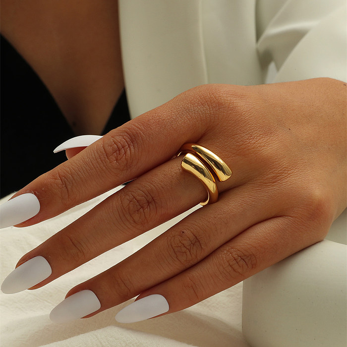 INS Style Casual Solid Color Copper Plating 18K Gold Plated Open Ring