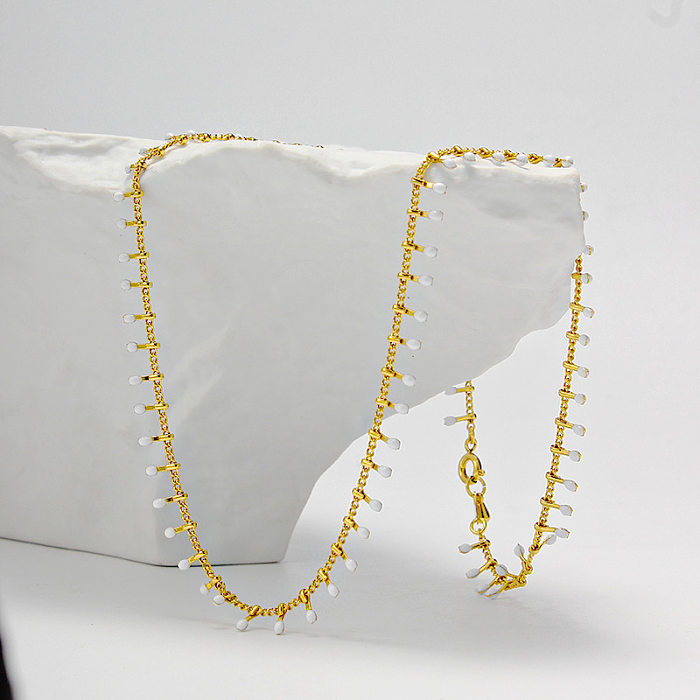 Simple Style Color Block Copper Necklace In Bulk