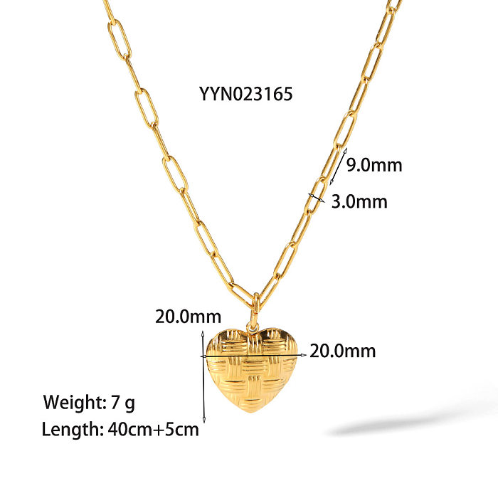 Sweet Heart Shape Stainless Steel Titanium Steel Plating Gold Plated Earrings Necklace