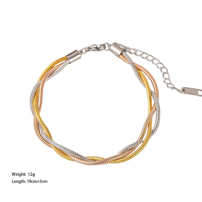 Collier de bracelets de placage en acier titane de couleur unie Streetwear