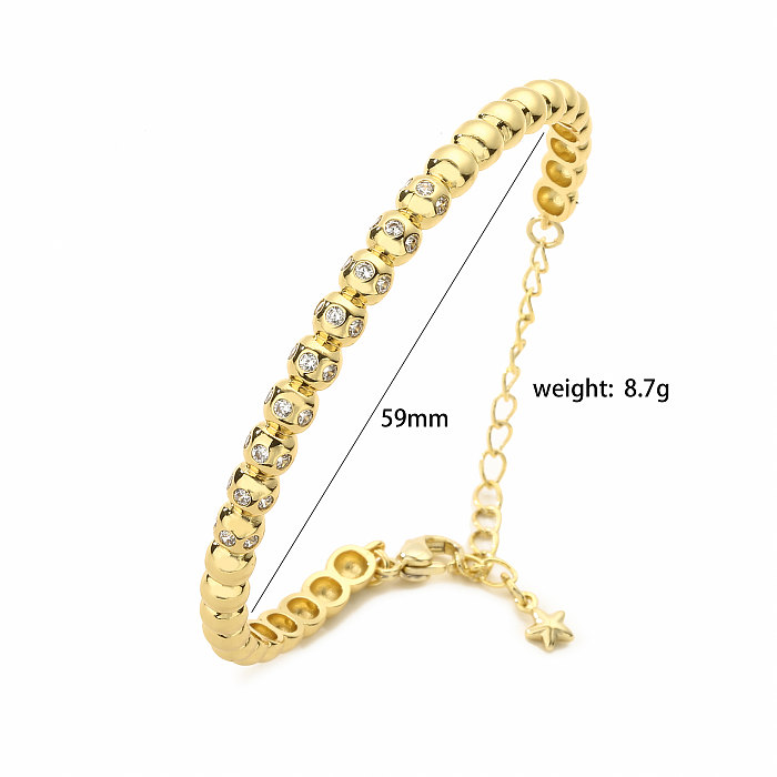 Urlaub Einfacher Stil Cooler Stil Runde Kupferbeschichtung Inlay Zirkon 18 Karat vergoldete Ringe Armbänder Ohrringe