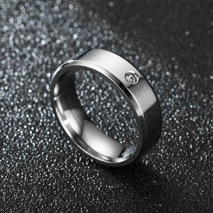 Nuevo Anillo de pareja de anillo de diamante de alta calidad biselado doble de acero