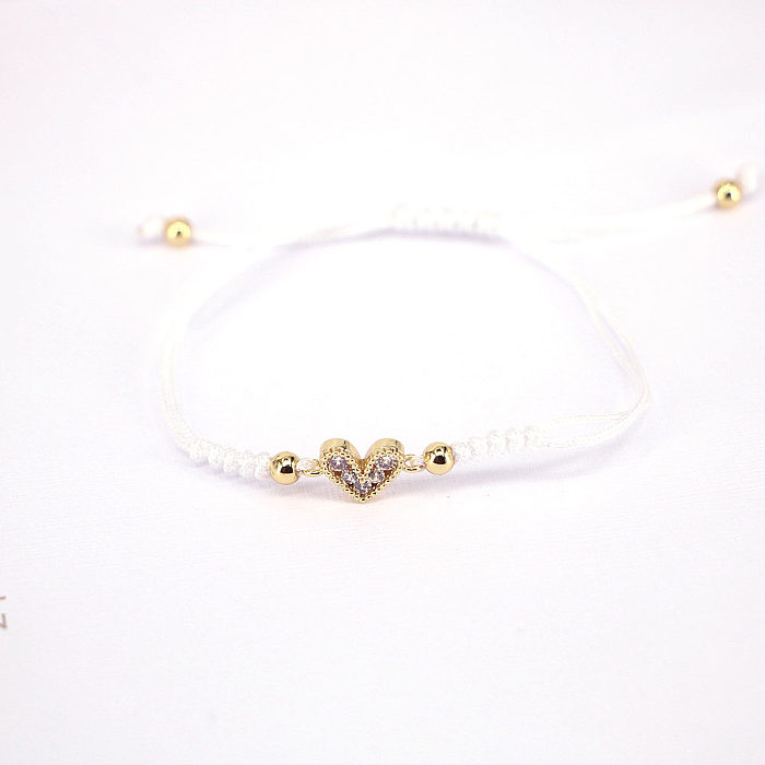 Fashion Jewelry Adjustable Micro-set Colored Zircon Heart Copper Bracelet