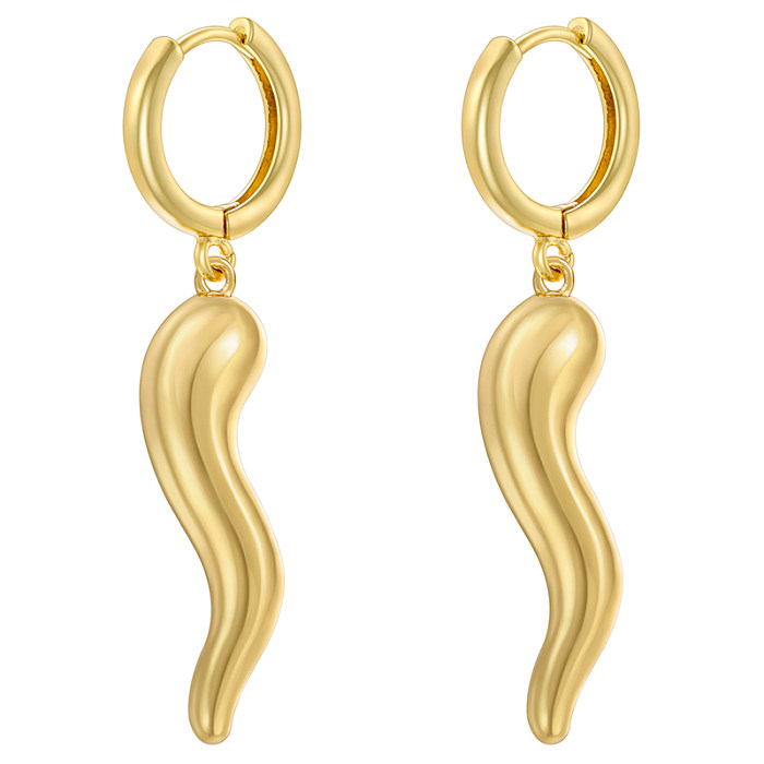 1 Pair Hip-Hop Exaggerated S Shape Plating Inlay Copper Zircon 18K Gold Plated Drop Earrings