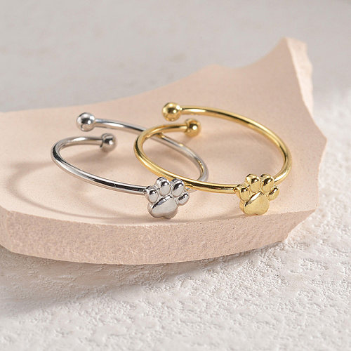 Elegante estilo simples comute cor sólida chapeamento de aço inoxidável anel aberto banhado a ouro 18K