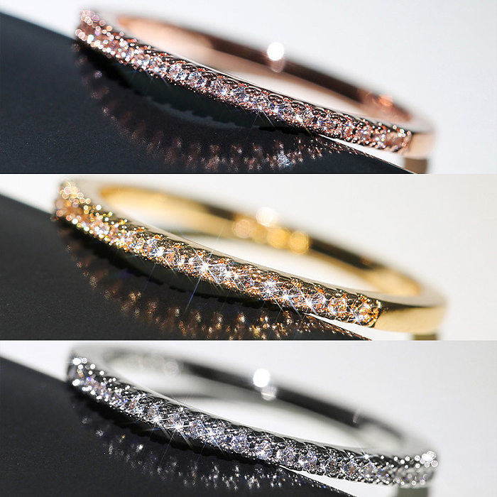 Fashion Minimalist Copper Micro-encrusted Zircon Ring Simple Index Finger Ring