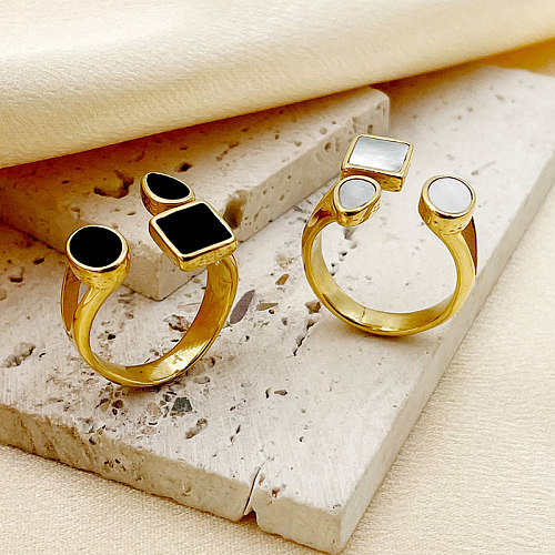 Atacado elegante estilo vintage estilo simples geométrico chapeamento de aço inoxidável anéis abertos banhados a ouro