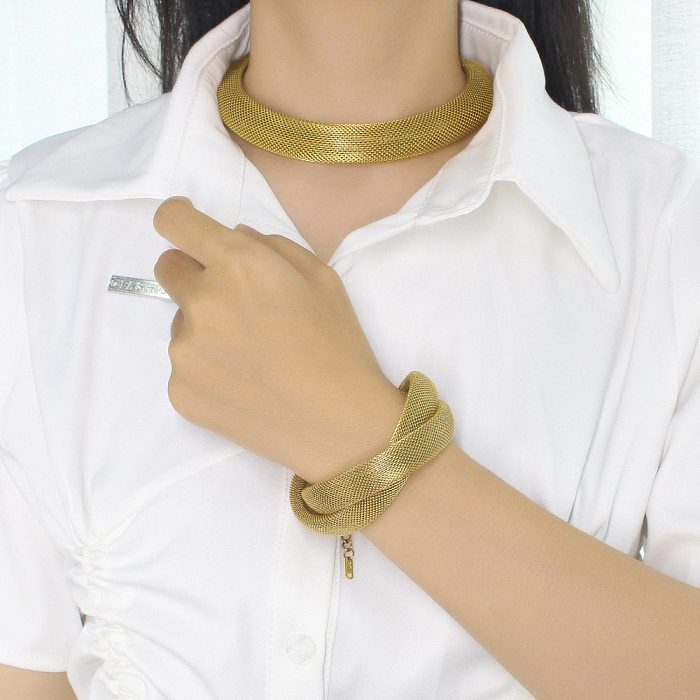 Streetwear Solid Color Titanium Steel Plating Bracelets Necklace