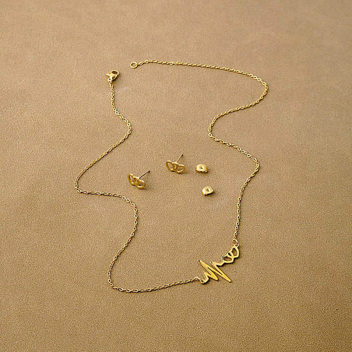 مجموعة مجوهرات عصرية مطلية بالستانلس ستيل مكونة من قطعتين