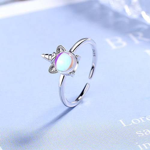 Fashion Unicorn Copper Inlay Artificial Gemstones Rings 1 Piece