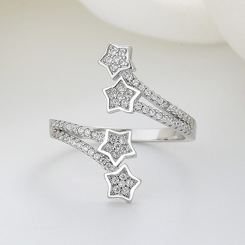 Anéis de zircão com incrustações de cobre estrela da moda