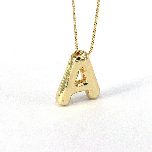 Simple Style Classic Style Letter Copper Plating 18K Gold Plated Pendant Necklace